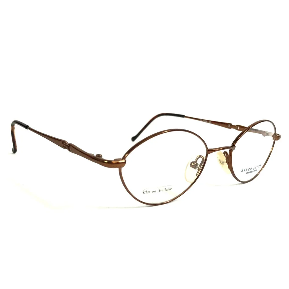 Vintage Ralph Lauren Eyeglasses Frames RL619 8ZF Shiny Brown Oval 48-18-135